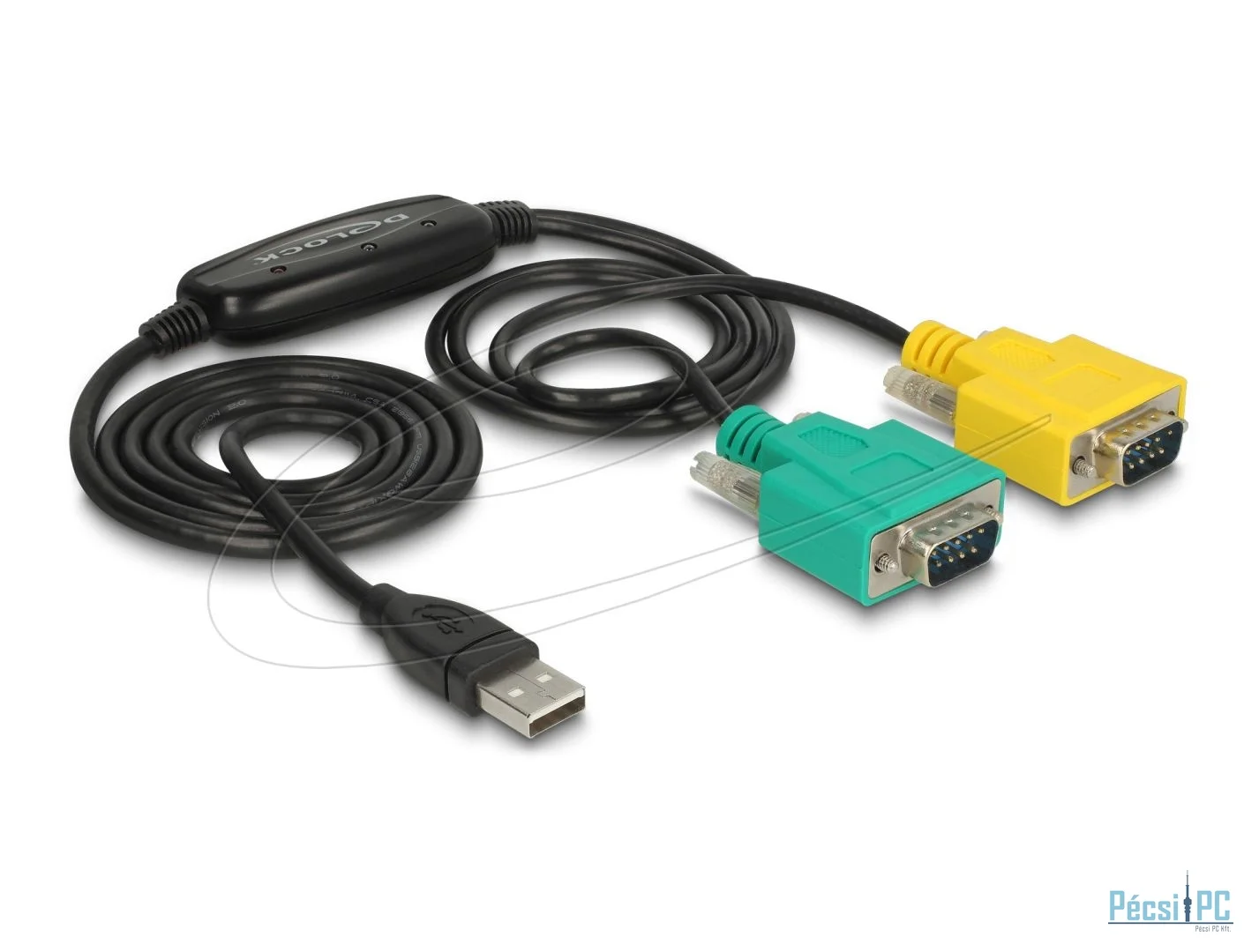 DeLock USB 2.0-A to 2x RS-232 DB9 Cable 1,5m Black