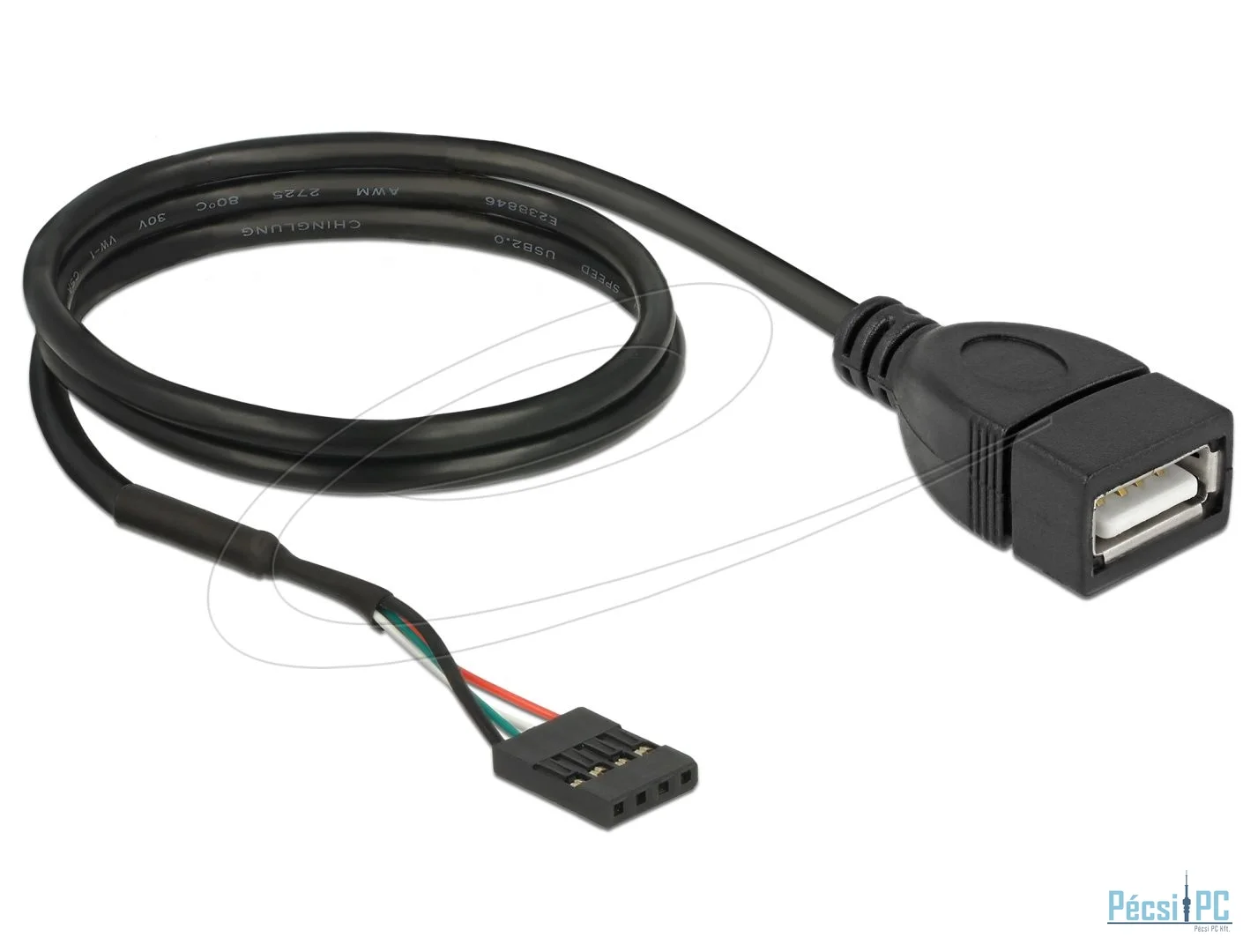 DeLock USB 2.0 pin header to USB 2.0 A 0,6m Black