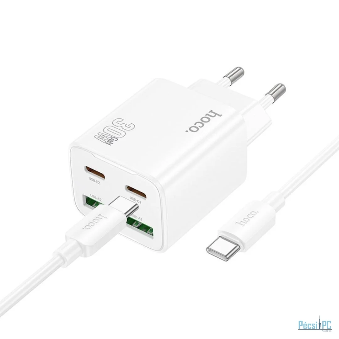 Hoco N56 Fundador 2xUSB-C 2xUSB-A 30W Charger with Cable White