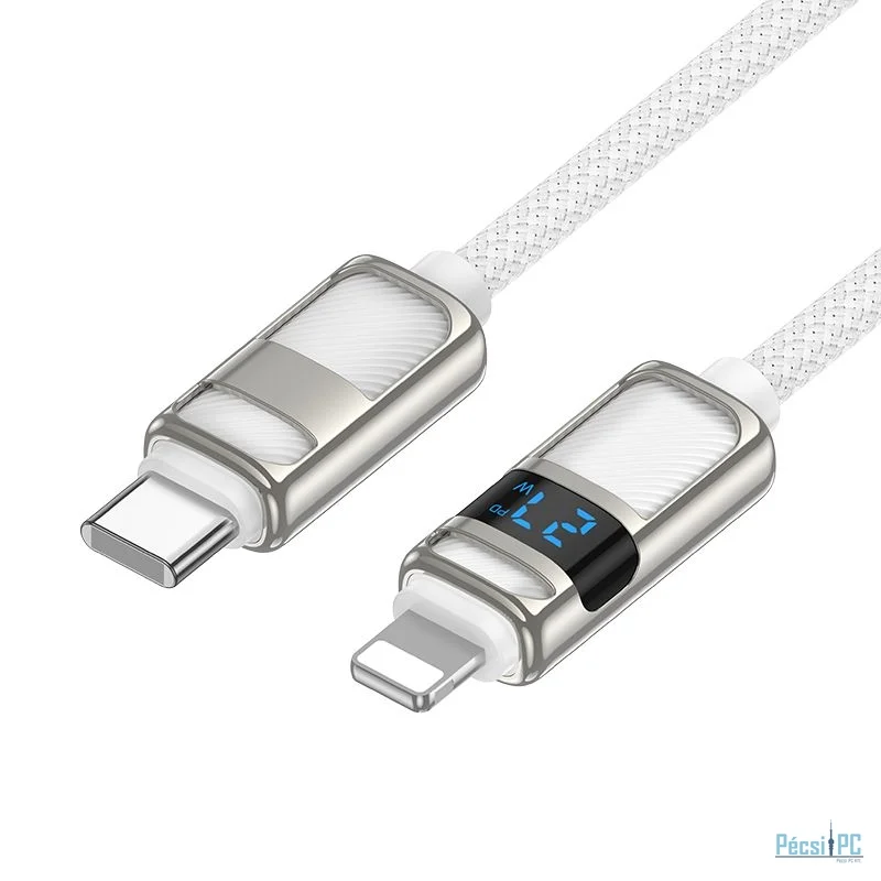 Hoco U137 USB-C to Lightning charging data cable with display 1,2m White