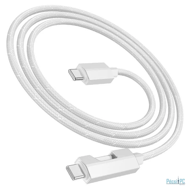 Hoco U137 USB-C to USB-C 66W charging data cable with display 1,2m White