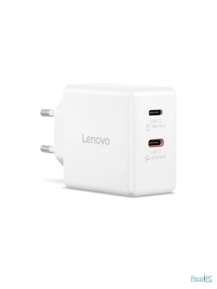 Lenovo Dual USB-C 65W GaN Charger White