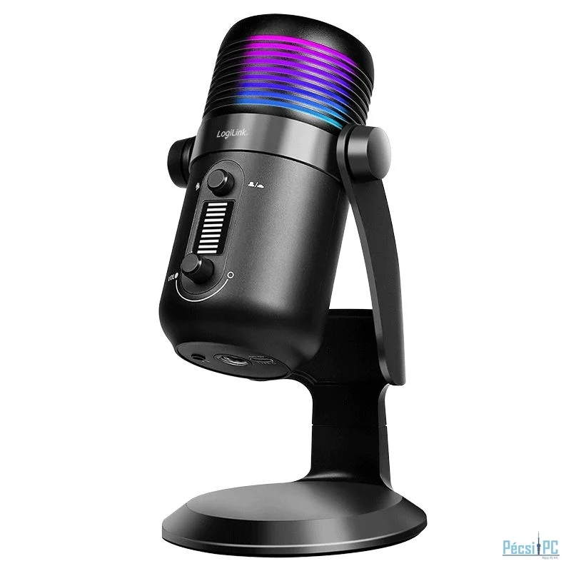 Logilink Microphone Cardioid NRC 192kHz@24bit RGB Light Streaming Podcast Studio Black