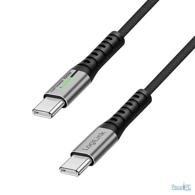 Logilink USB 2.0 LED Type-C C/M - C/M 100W cable 0,5m Black