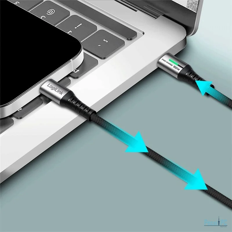 Logilink USB 2.0 LED Type-C C/M - C/M 100W cable 0,5m Black