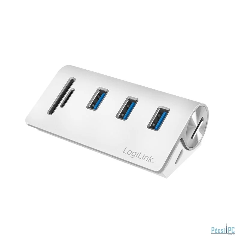 Logilink USB 3.0 hub 3-port with card reader for SD/microSD aluminum casing