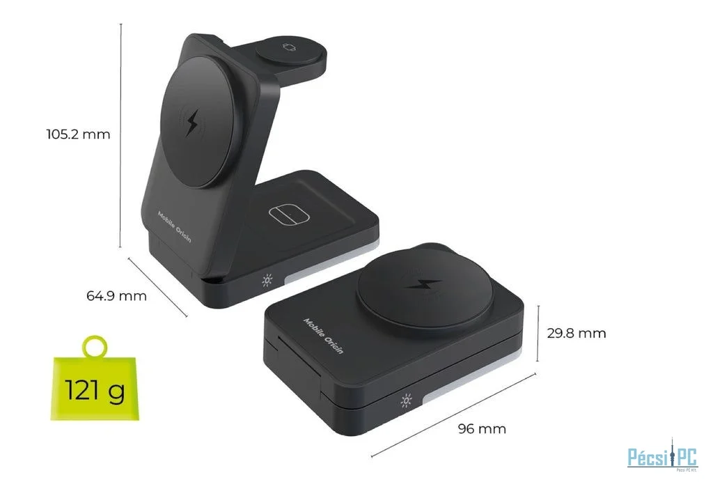Mobile Origin 3in1 Foldable Charging Stand with light  PW28 Black