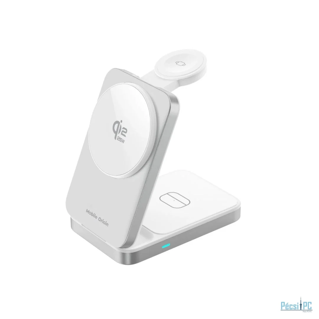 Mobile Origin 3in1 Qi2 MagSafe Compatible Foldable Charging Stand 25W PW35 Silver