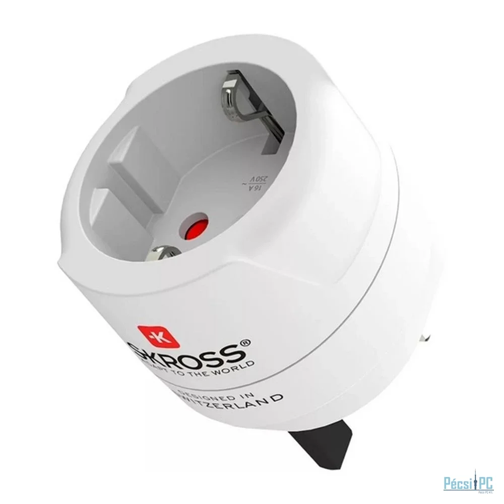 SKROSS Európába utazóknak földelt UK Adapter White