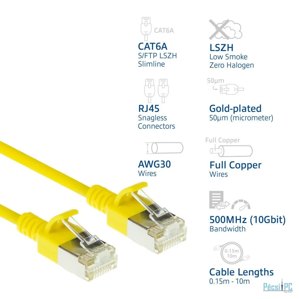 ACT CAT6A S-FTP Patch Cable 10m Yellow