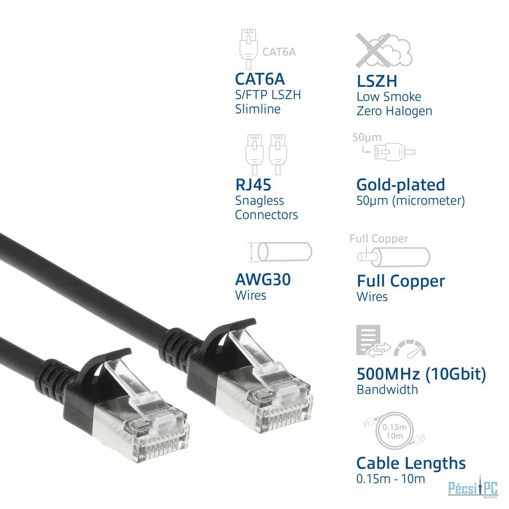 ACT CAT6A S-FTP Patch Cable 5m Black