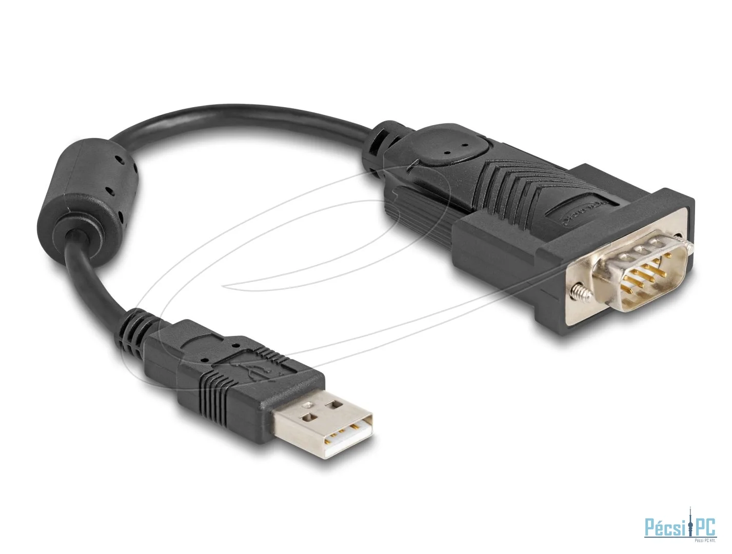 DeLock Adapter USB 2.0 Type-A to 1 x Serial RS-232 D-Sub 9 pin male with ferrite core 0,25m Black