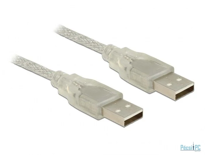 DeLock Cable USB 2.0 Type-A male > USB 2.0 Type-A male 0.5m Transparent