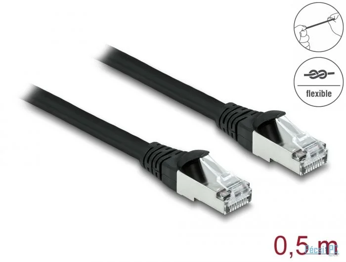 DeLock CAT6A S-FTP Patch Cable 0,5m Black