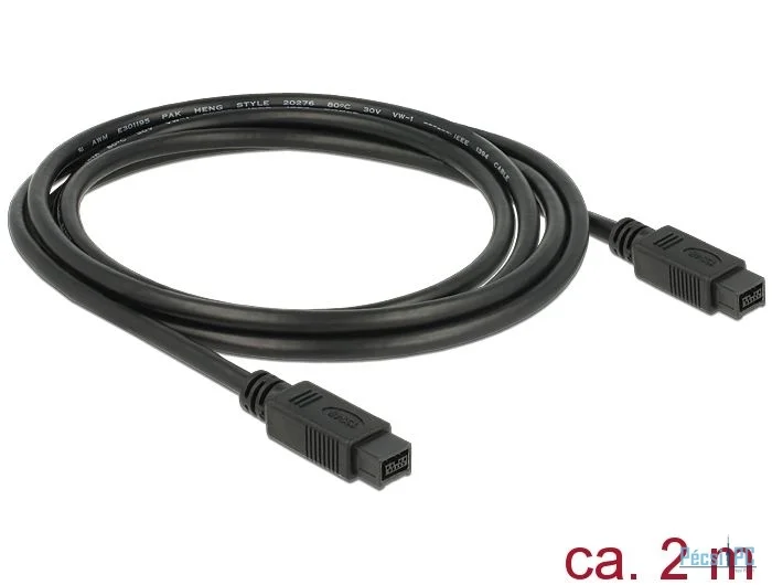 DeLock FireWire 9 pin male > 9 pin male 2m Cable Black