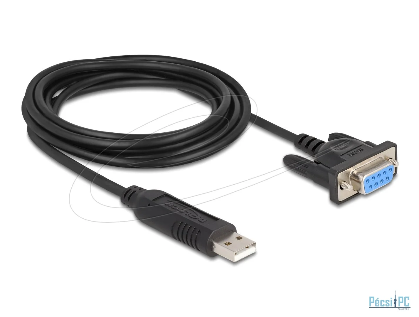DeLock USB 2.0 to Serial RS-232 Adapter Sub-D 9 female with screws compact connector housing 1.8m Black