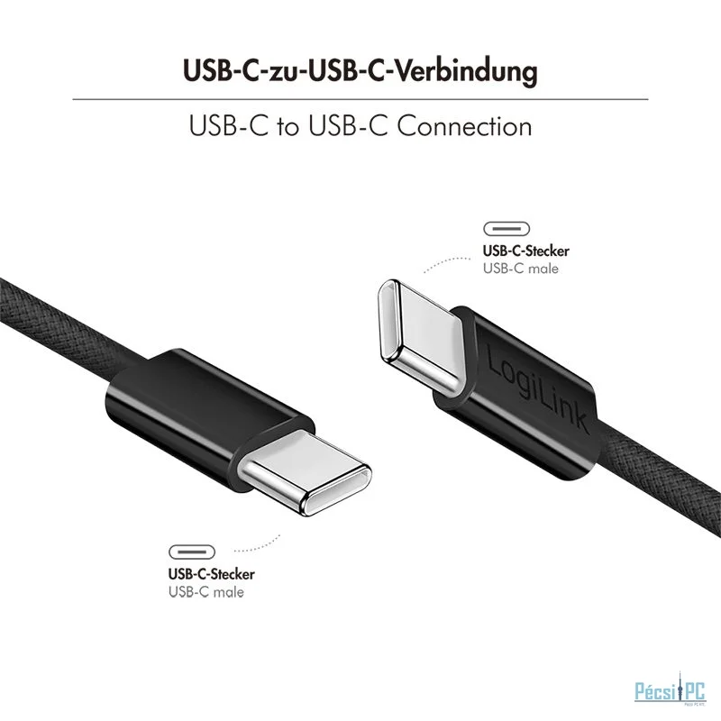Logilink USB 2.0 Type-C C/M to C/M 100W cable 1,5m Black