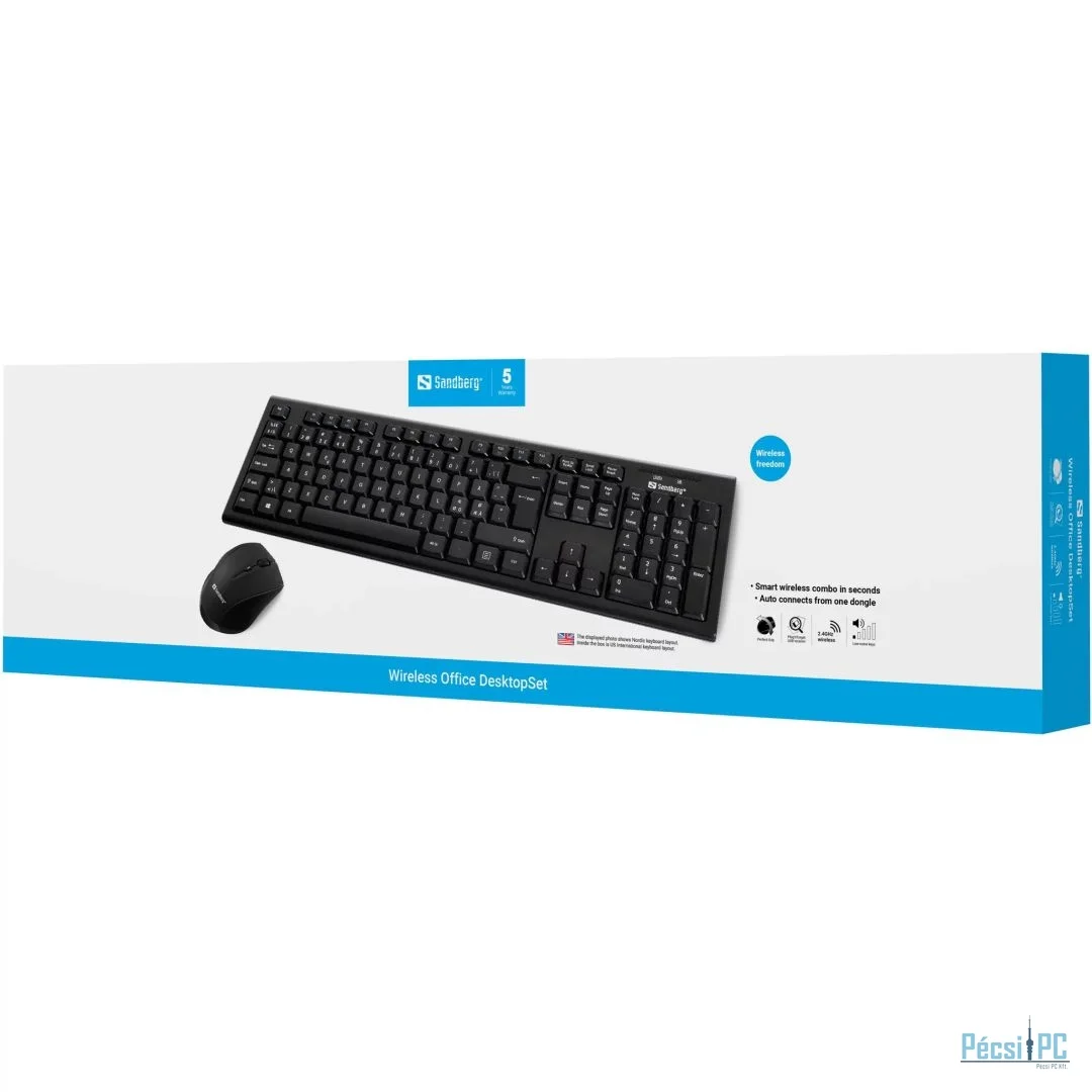 Sandberg Office DesktopSet INT Wireless Keyboard Combo Black HU