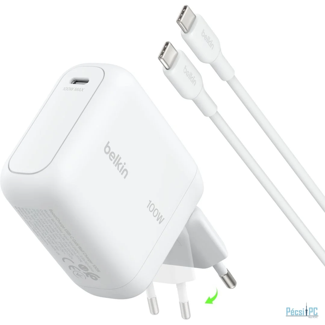 Belkin BoostCharge USB-C GaN-Wall Charger (100 W) + USB-C cable White