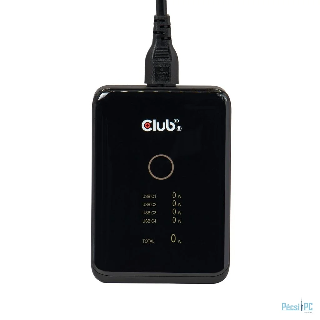 Club3D CAC-1933 4-Port USB-C Charging Station 240W GaN PD 3.1 + PPS + LED Display