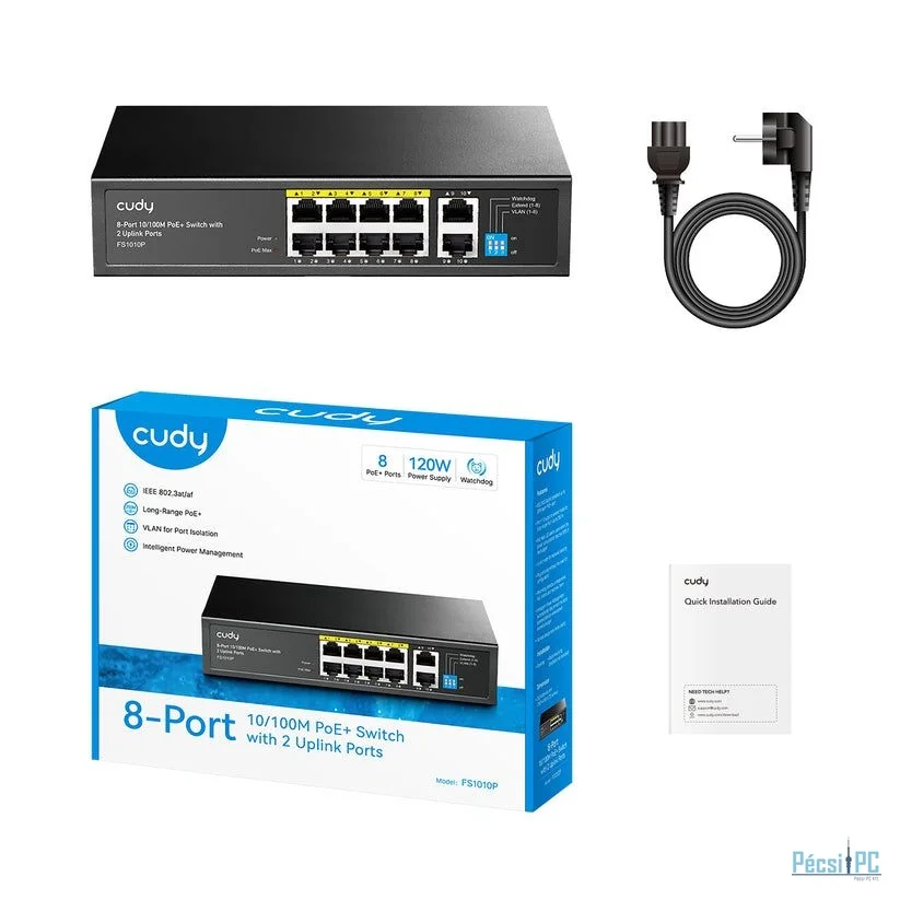 Cudy FS1010P V4.0 8-Port 10/100M PoE+ Switch with 2 Uplink Ports