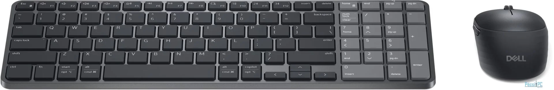 Dell KM746 Pro 7 Rechargeable Compact Wireless Bluetooth Keyboard Combo Graphite US