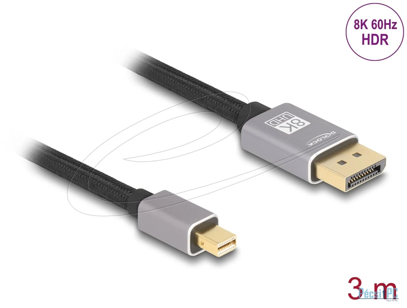 DeLock miniDisplayPort to DisplayPort 8K cable 3m Grey