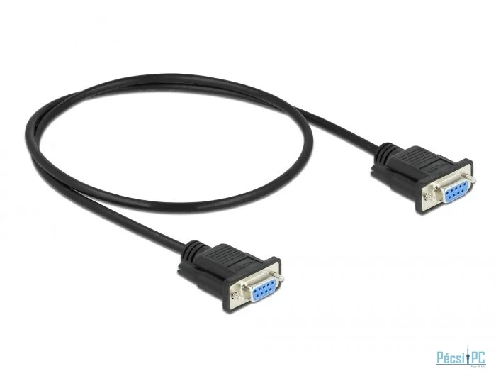 DeLock Serial Cable RS-232 D-Sub 9 female to female null modem with narrow plug housing Full Handshaking 2m Black