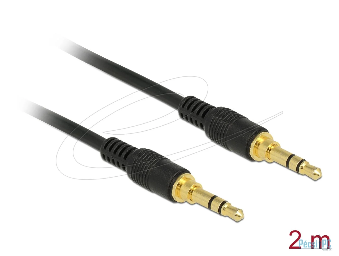 DeLock Stereo Jack 3,5mm 3 pin male > male cable 2m Black