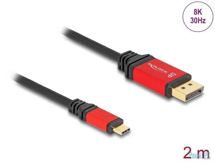 DeLock USB Type-C to DisplayPort Cable (DP Alt Mode) 8K 30 Hz with HDR function 2m Black/Red