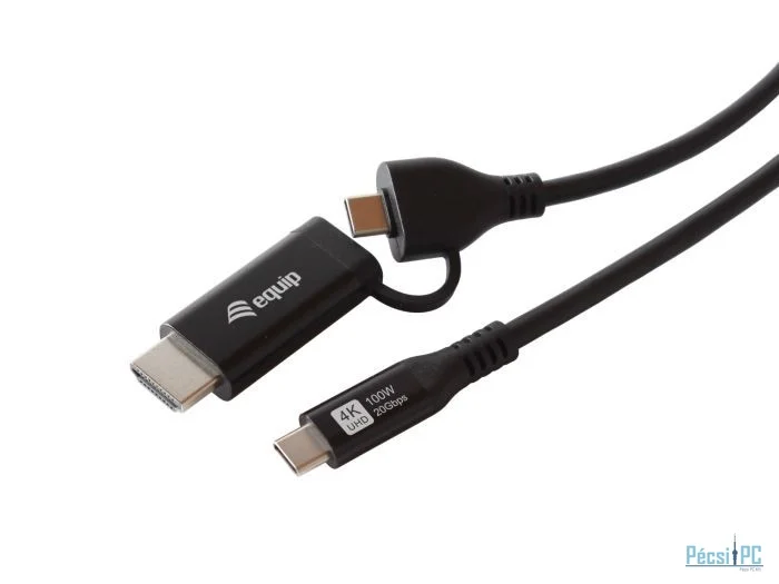 EQuip 2 in 1 USB-C to C + HDMI Cable 4K/60Hz 3m Black