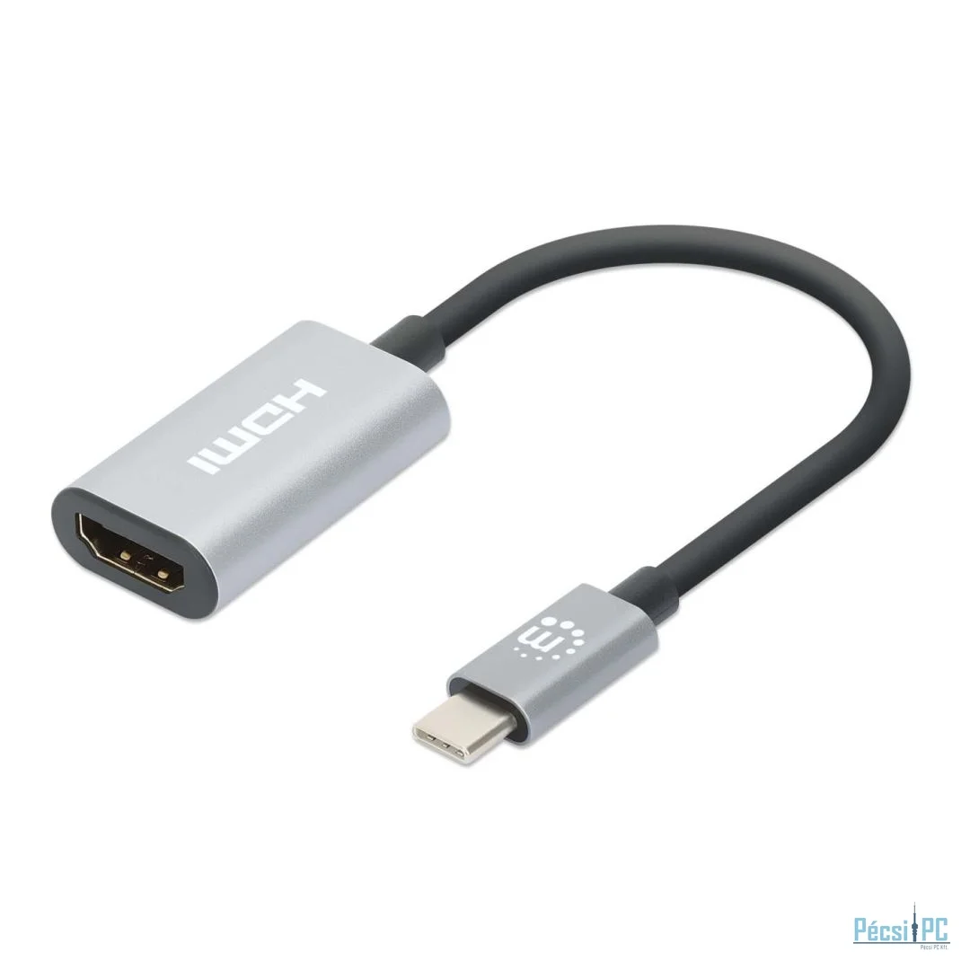 Manhattan 4K@60Hz USB-C to HDMI Adapter Aluminum Grey