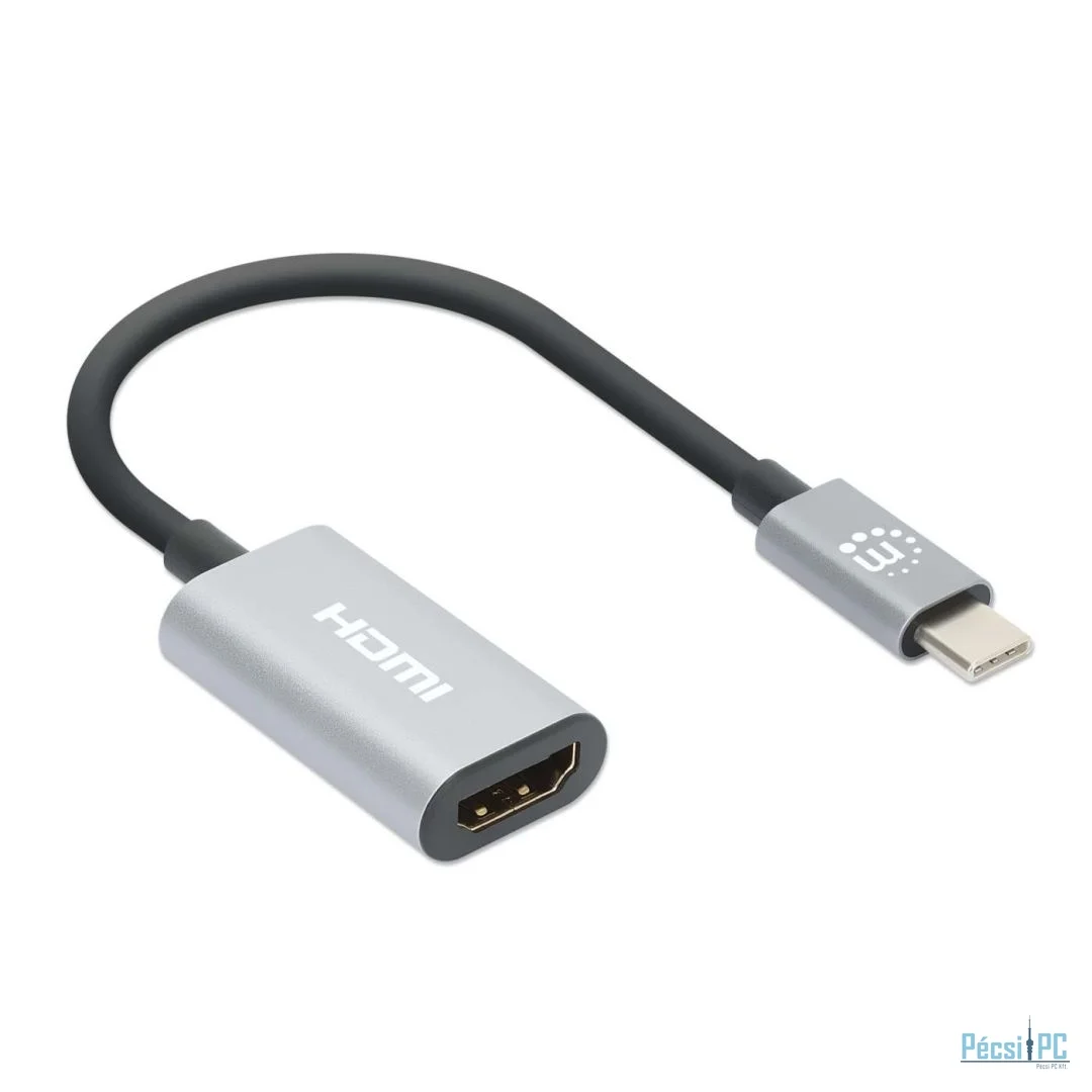Manhattan 4K@60Hz USB-C to HDMI Adapter Aluminum Grey