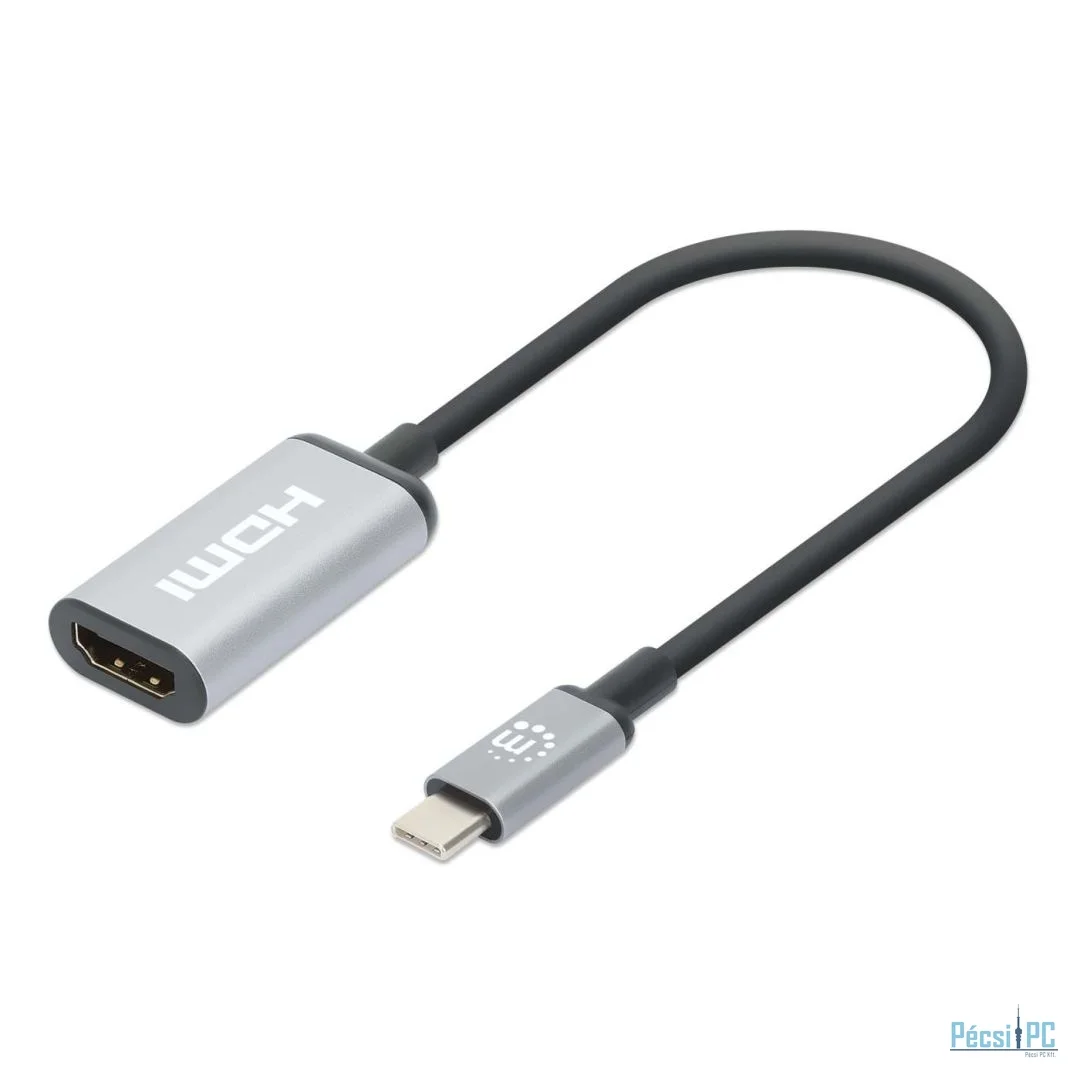 Manhattan 4K@60Hz USB-C to HDMI Adapter Aluminum Silver