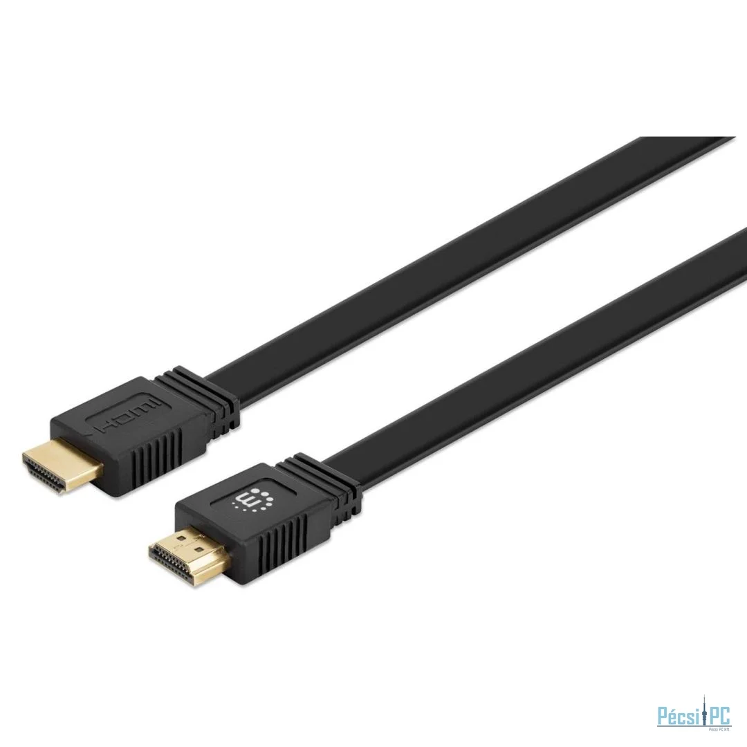 Manhattan Flat High Speed HDMI with Ethernet 4K@60Hz cable 5m Black
