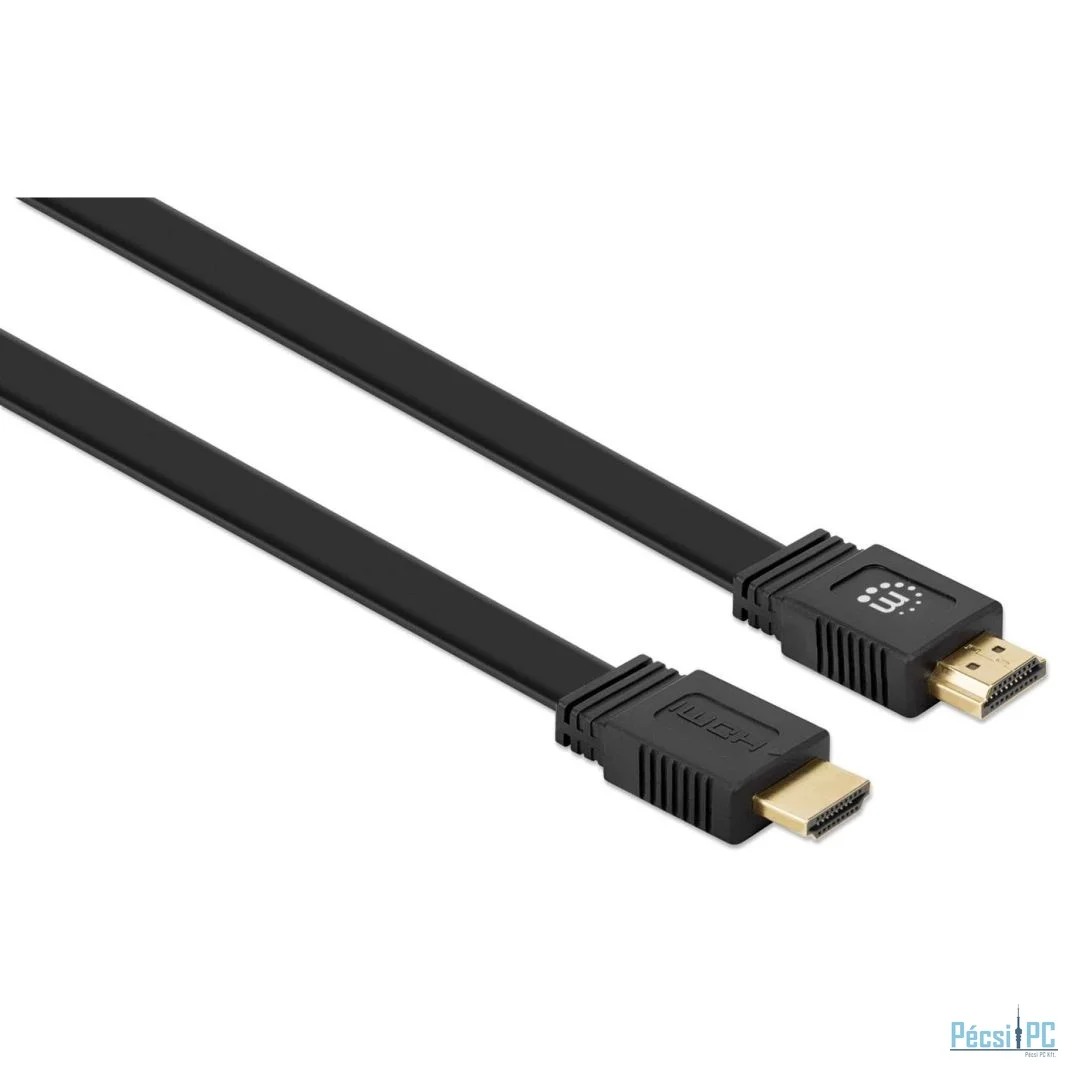 Manhattan Flat High Speed HDMI with Ethernet 4K@60Hz cable 5m Black