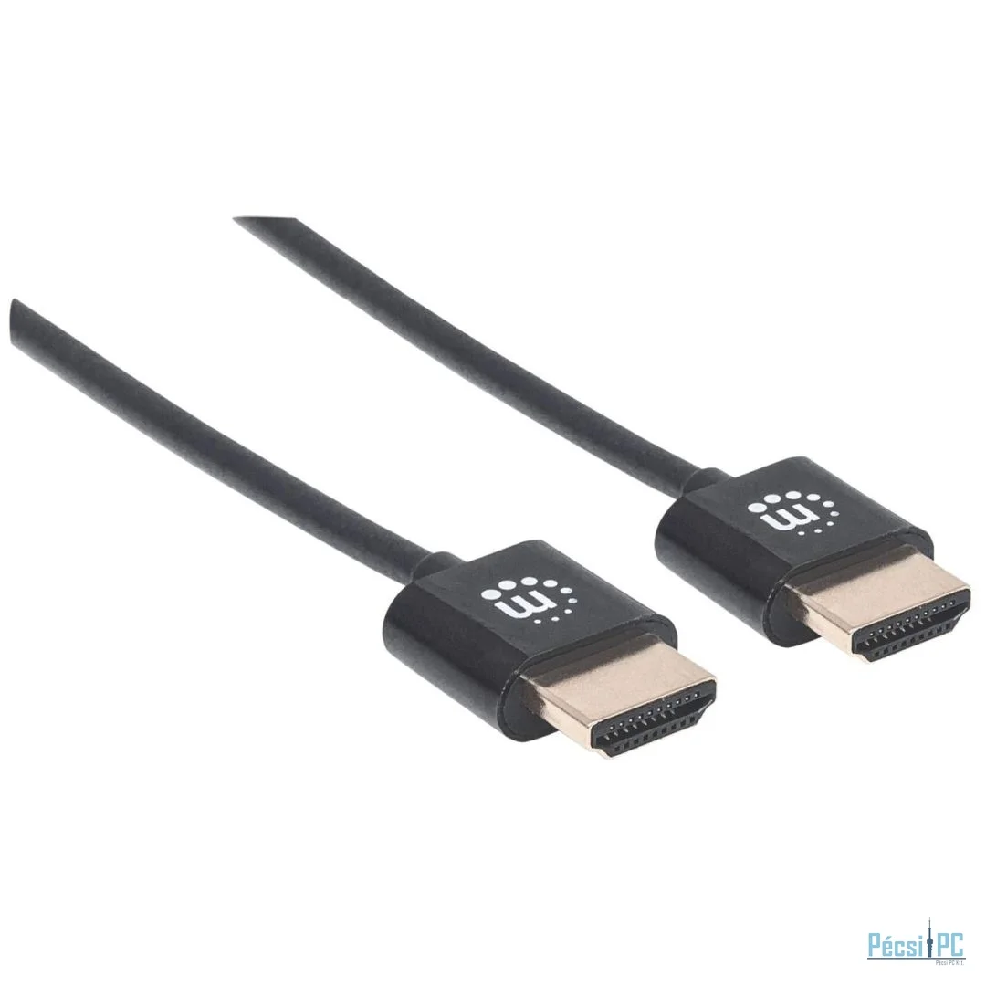 Manhattan Super-slim High Speed HDMI with Ethernet 4K60Hz cable 0,5m Black