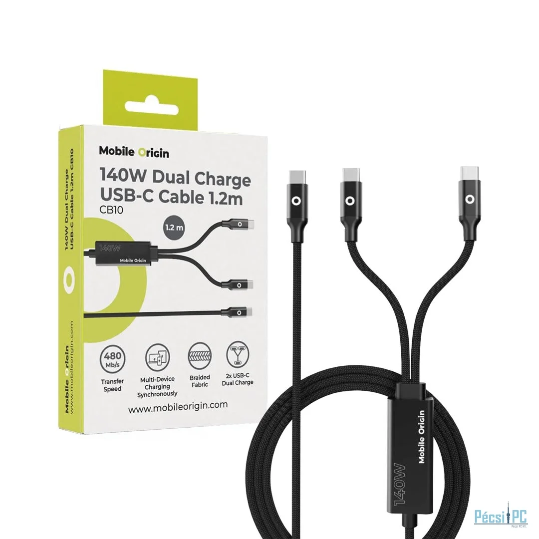 Mobile Origin 140W Dual Charge USB-C Cable 1,2m Black