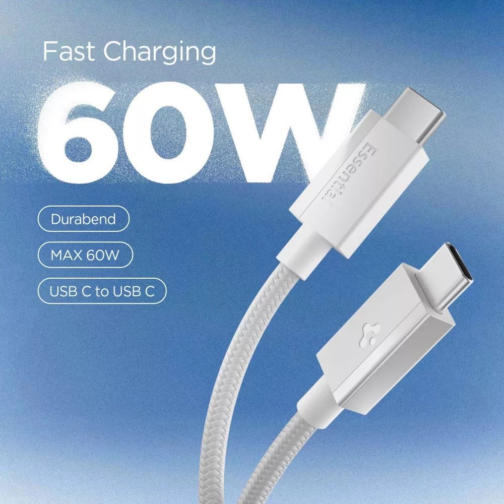 Spigen Essential USB-C to USB-C 60W Fabric Cable 1,5m White