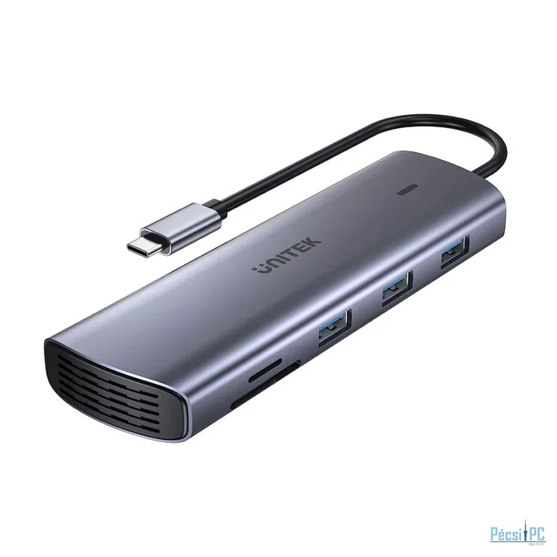 Unitek 9-in-1 USB-C Hub with Dual Display Dual Card Reader and 100W PD Space Grey