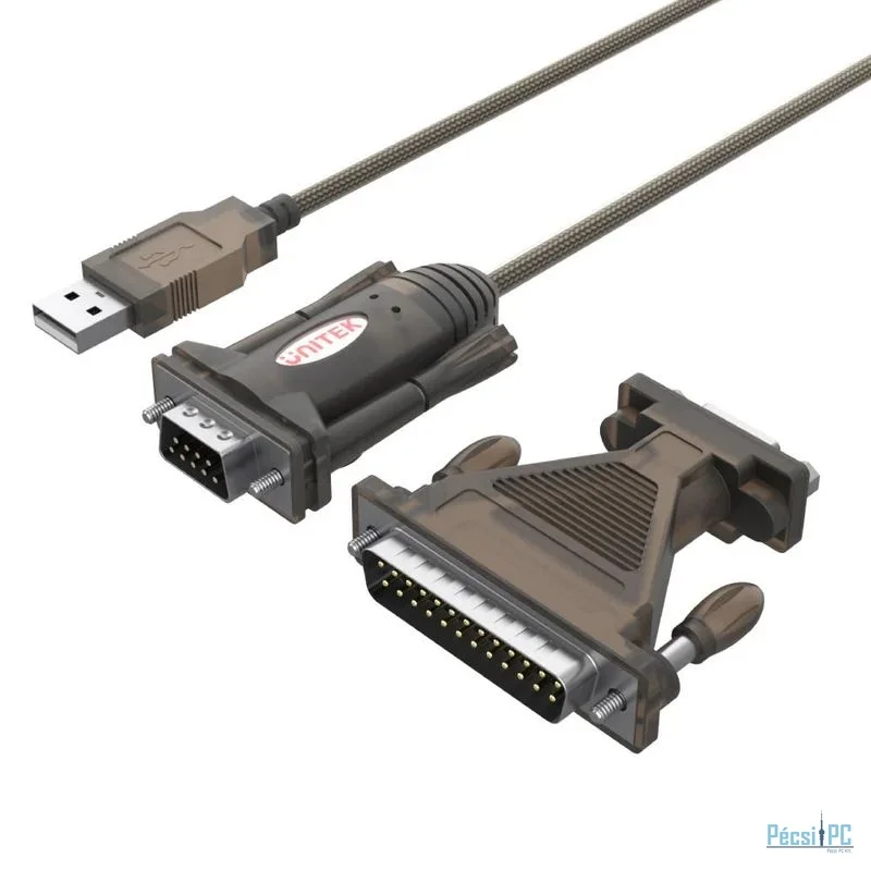 Unitek USB to Serial RS232 Cable with DB9F to DB25M Adapter 1,5m Transparent