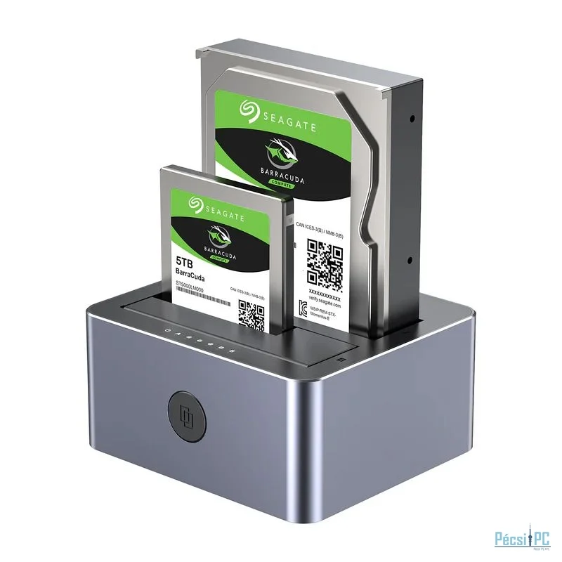 Unitek Y-3027GY01-EU 10Gbps Dual-Bay SATA Docking Station Space Grey