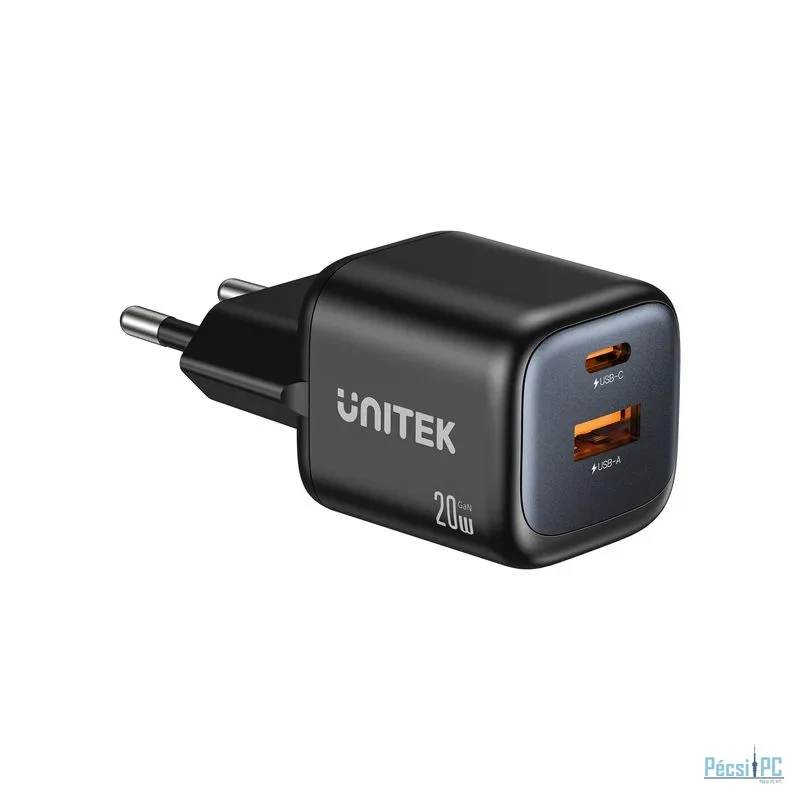 Unitek Zeno 20W Dual-Port Gan Wall Charger EU Black