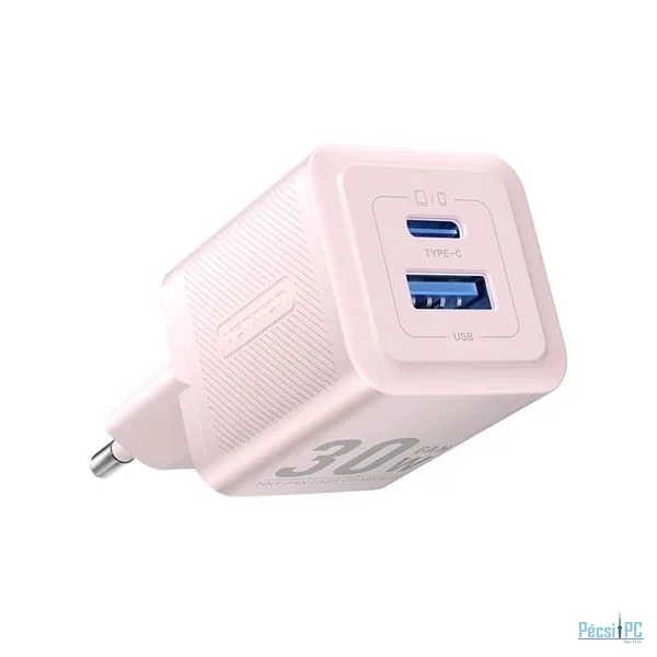 Vention 2-Port USB (C+A) GaN Charger (30W/30W) EU-Plug Pink