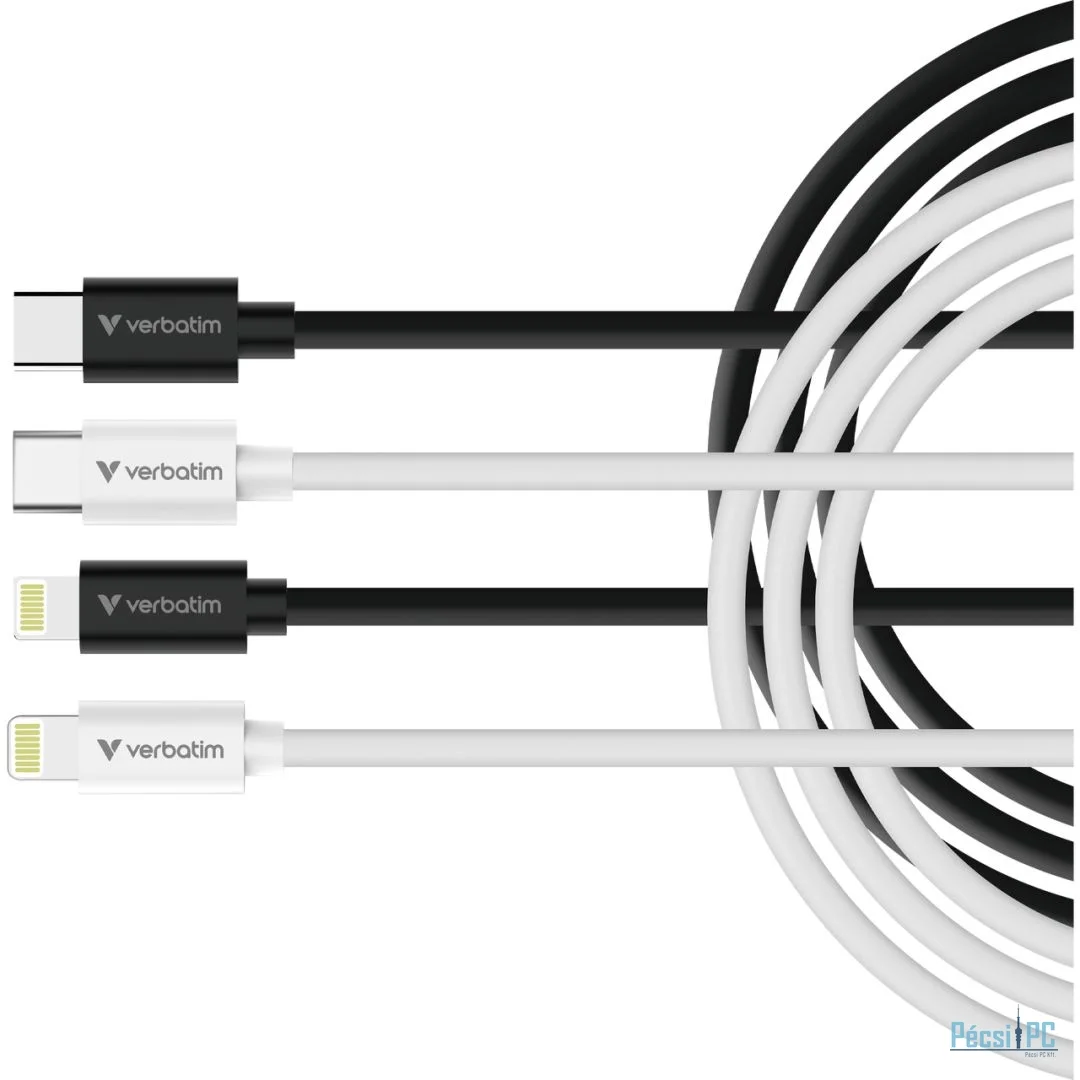 Verbatim Essentials Sync & Charge USB-C to Lightning 27W Cables 1m 2/pack Black/White