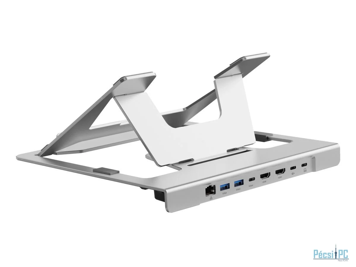 Conceptronic  DONN35S Laptop Stand with 7-in-1 USB-C MST Docking Station Silver