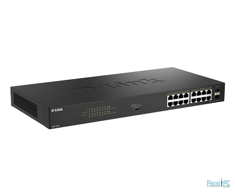 D-Link DGS-1018P 16-Port Gigabit Unmanaged PoE+ Switch with 2 SFP Ports