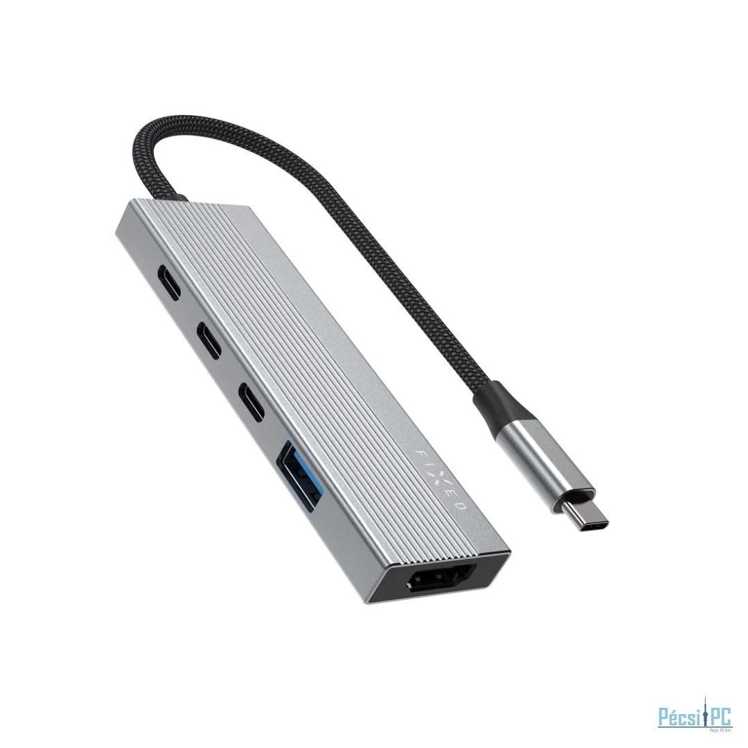 FIXED 5 portos USB-HUB, sötétszürke