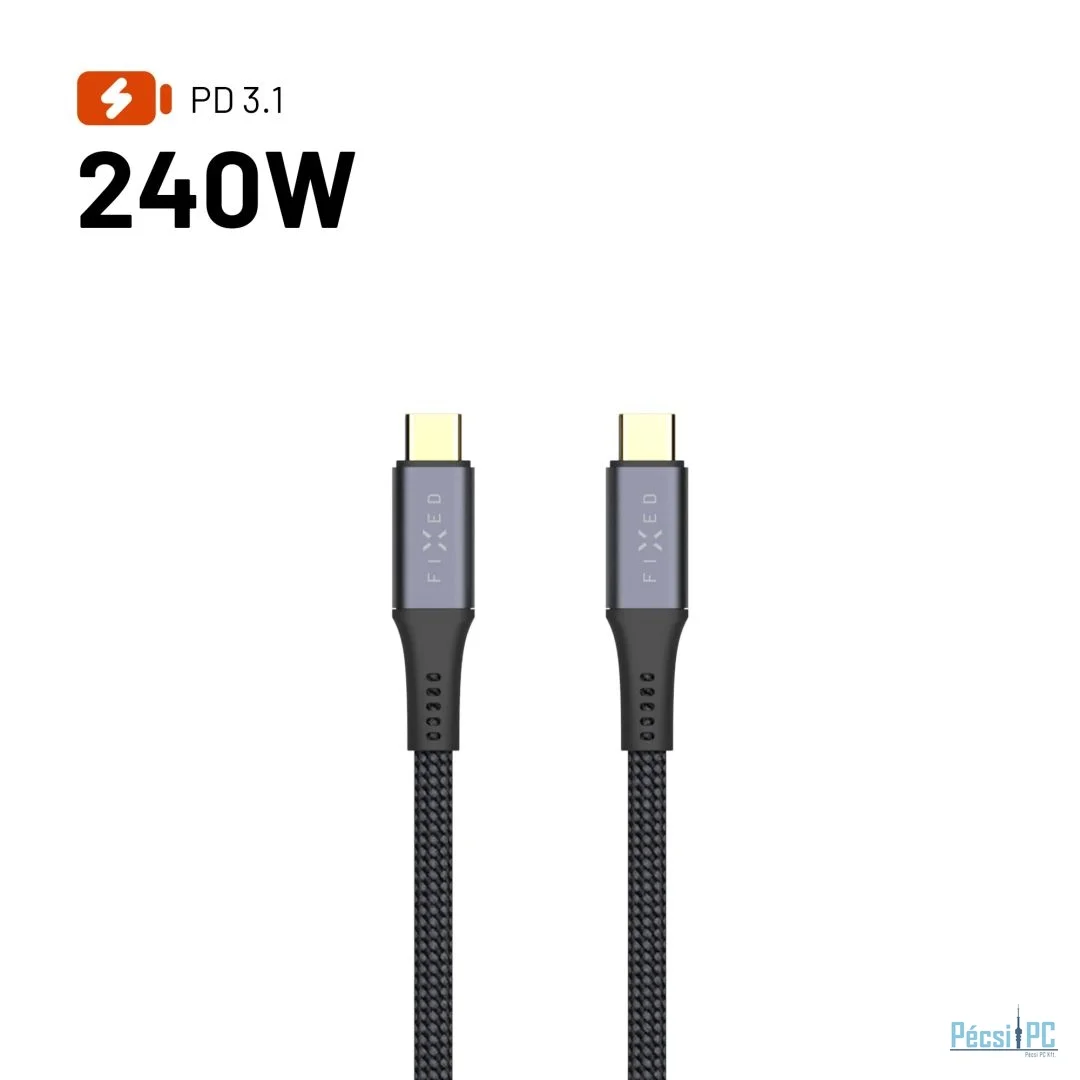 FIXED média kábel USB-C/USB-C PD 3.1 USB4 8K60Hz 240W 2m, fekete
