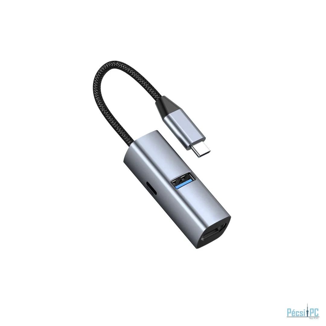 Mobile Origin 3in1 CompactHub HB1 USB-A to USB-C, HDMI, USB-C Cable Space Gray